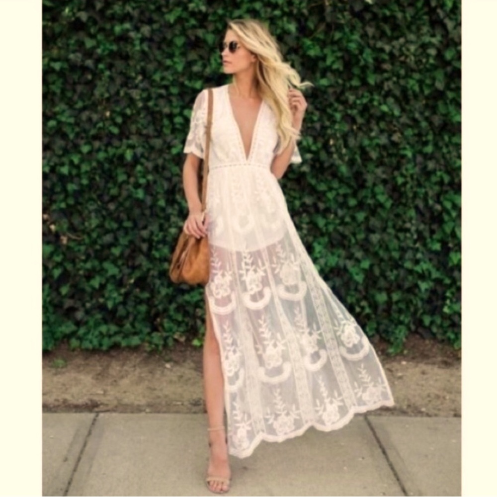 Sexy Elegant Ivory Lace Romper Embroidered - Wedding / Engagement Photos Size SM